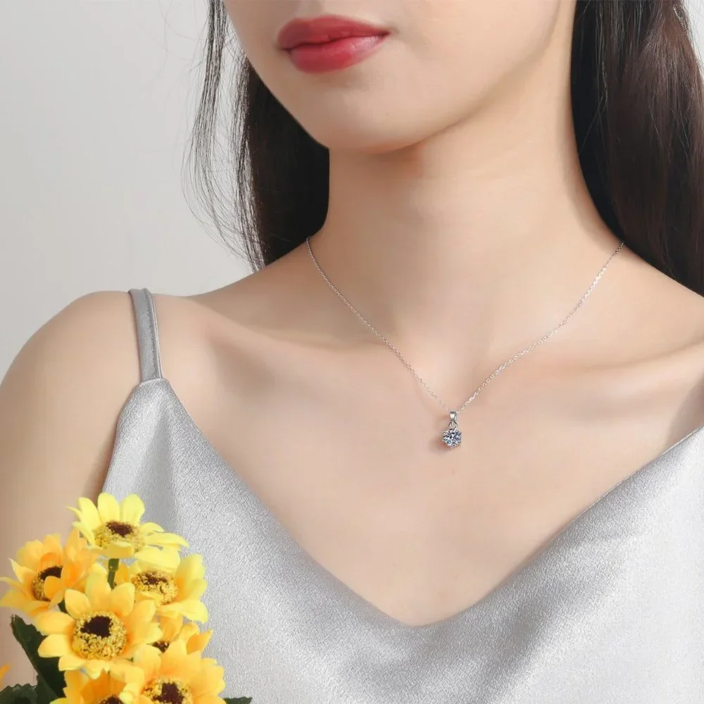 Certified 3 ct. t.w. Diamond Moissanite Solitaire Necklace NEW